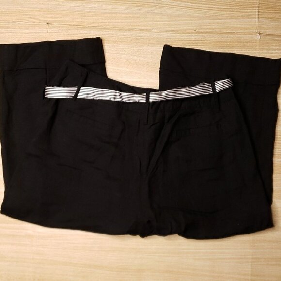 Larry Levine Womens Black Linen Blend Wide Leg Capri Pants 12 - Picture 2 of 10